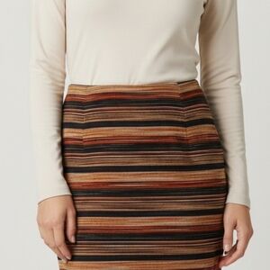 Melissa Paige Striped Mini Pencil Skirt Women's Large Lined Metallic Gold